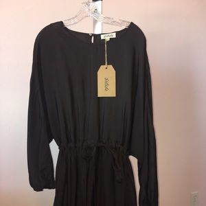 Black cinch waist mini dress